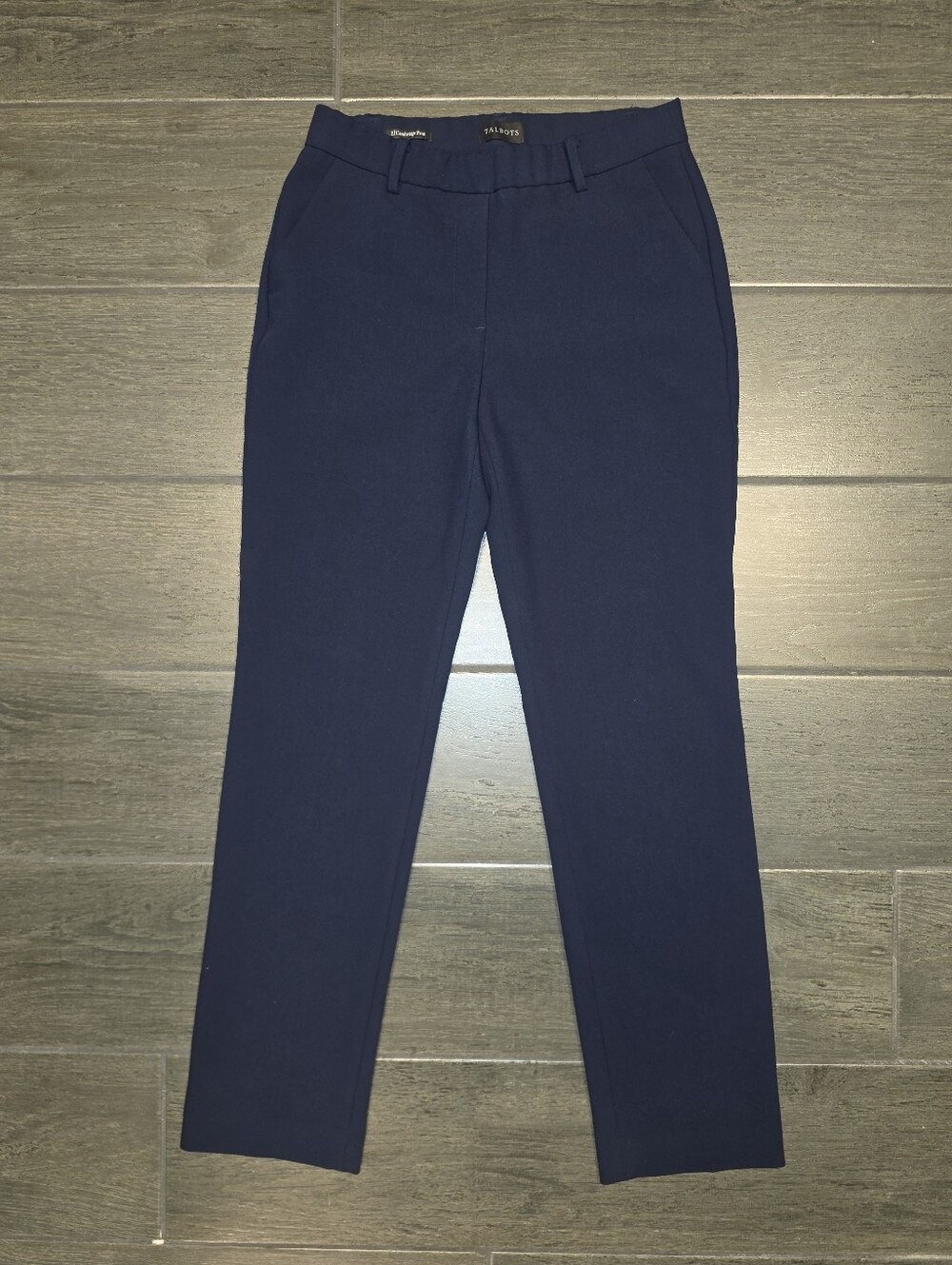 TALBOTS Cambridge Pull On Dress Pants 2 Navy Blue Stretch Straight Leg